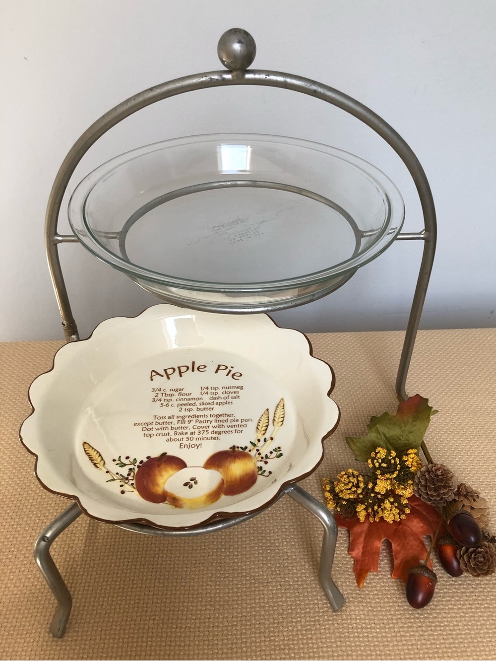 Two Tier Double Expandable Pie Plate Stand Rack - Picture 3 of 8